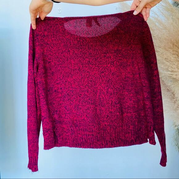 3/$20 H&M DIVIDED Red Blue Marled Knit Cropped Crop Chunky Pullover Cozy Sweater - Picture 5 of 7
